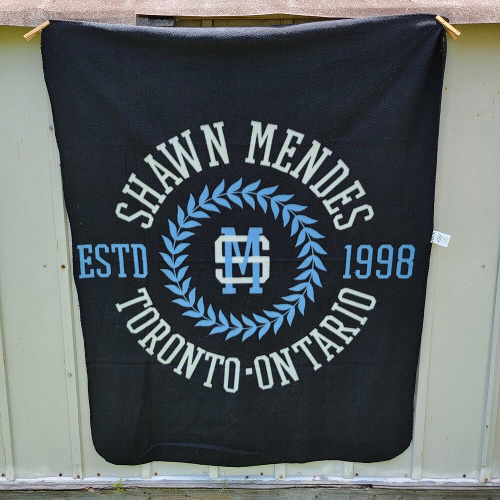 Shawn Mendez Toronto Ontario Black & Blue Fleece Throw 62" x 48"